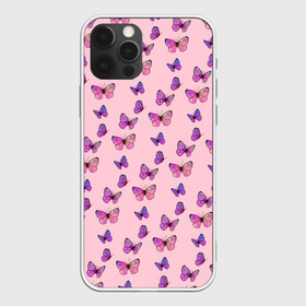 Чехол для iPhone 12 Pro Max с принтом Бабочки фиолетовые 2 , Силикон |  | бабочка | бабочки | насекомые | нежный | рисунок | роза | сирень | цветочек | цветочный | цветы