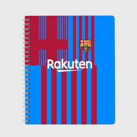 Тетрадь с принтом Домашняя форма ФК «Барселона»  , 100% бумага | 48 листов, плотность листов — 60 г/м2, плотность картонной обложки — 250 г/м2. Листы скреплены сбоку удобной пружинной спиралью. Уголки страниц и обложки скругленные. Цвет линий — светло-серый
 | 2021 | barcelona | champions | euro | fc | fc barcelona 20 21 | fcb | football club | league | lionel | messi | spain | sport | барселона | евро | испания | лига | лионель | месси | спортивные | униформа | фирменые цвета | фк | футбольный клуб | чемпионов