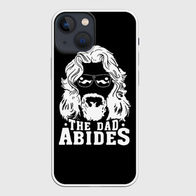 Чехол для iPhone 13 mini с принтом The dad ABIDES ,  |  | dude | jeff bridges | the big lebowski | большой лебовский | джефф бриджес | трафарет | фильм | чувак