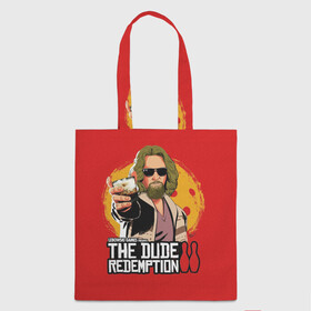 Шоппер 3D с принтом The dude redemption , 100% полиэстер | Плотность: 200 г/м2; Размер: 34×35 см; Высота лямок: 30 см | dude | jeff bridges | the big lebowski | the dude redemption | большой лебовский | боулинг | джефф бриджес | кегли | коктейль | фильм | чувак | шар