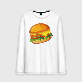 Мужской лонгслив хлопок с принтом My Burger , 100% хлопок |  | Тематика изображения на принте: cheeseburger | бургер | вредная еда | гамбургер | иллюстрация