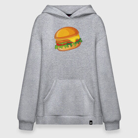 Худи SuperOversize хлопок с принтом My Burger , 70% хлопок, 30% полиэстер, мягкий начес внутри | карман-кенгуру, эластичная резинка на манжетах и по нижней кромке, двухслойный капюшон
 | cheeseburger | бургер | вредная еда | гамбургер | иллюстрация