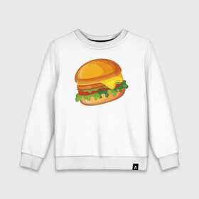 Детский свитшот хлопок с принтом My Burger , 100% хлопок | круглый вырез горловины, эластичные манжеты, пояс и воротник | Тематика изображения на принте: cheeseburger | бургер | вредная еда | гамбургер | иллюстрация