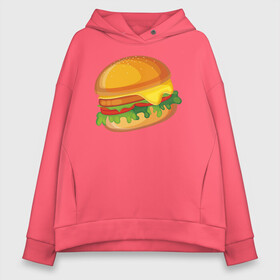 Женское худи Oversize хлопок с принтом My Burger , френч-терри — 70% хлопок, 30% полиэстер. Мягкий теплый начес внутри —100% хлопок | боковые карманы, эластичные манжеты и нижняя кромка, капюшон на магнитной кнопке | Тематика изображения на принте: cheeseburger | бургер | вредная еда | гамбургер | иллюстрация