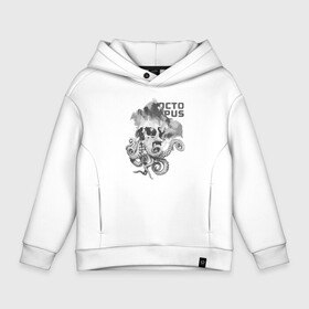 Детское худи Oversize хлопок с принтом OCTOPUS SKULL , френч-терри — 70% хлопок, 30% полиэстер. Мягкий теплый начес внутри —100% хлопок | боковые карманы, эластичные манжеты и нижняя кромка, капюшон на магнитной кнопке | Тематика изображения на принте: монстр | морской | осьминог | пират | скелет | тату | татуировка | череп | щупальцы