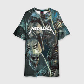 Детское платье 3D с принтом Metallica Metal Skull , 100% полиэстер | прямой силуэт, чуть расширенный к низу. Круглая горловина, на рукавах — воланы | american | james hetfield | kirk hammett | metal band | metallica | music | mystic | rock | американская | джеймс хетфилд | металлика | музыка | рок | скилет | череп