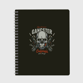 Тетрадь с принтом GANGSTER , 100% бумага | 48 листов, плотность листов — 60 г/м2, плотность картонной обложки — 250 г/м2. Листы скреплены сбоку удобной пружинной спиралью. Уголки страниц и обложки скругленные. Цвет линий — светло-серый
 | Тематика изображения на принте: gangster | skull | zombie | адамова голова | гангстер | зомби | кладбище | мафиози | мертвец | могила | мумия | навь | пират | скелет | ужас | череп | череп и кости | черепок | черепушка