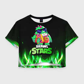 Женская футболка Crop-top 3D с принтом Базз Buzz Brawl Stars Огонь , 100% полиэстер | круглая горловина, длина футболки до линии талии, рукава с отворотами | brawl | brawl stars | brawlstars | brawl_stars | buz | buzz | баз | базз | бравл | бравлстарс | буз