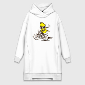 Платье-худи хлопок с принтом Банан на велосипеде ,  |  | байк | банан | бананчик | велик | велосипед | живой банан | спорт