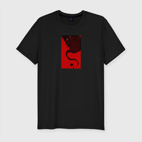 Мужская футболка хлопок Slim с принтом Злой Пес , 92% хлопок, 8% лайкра | приталенный силуэт, круглый вырез ворота, длина до линии бедра, короткий рукав | Тематика изображения на принте: злая собака | злой | красная собака | пес | собака | черная собака