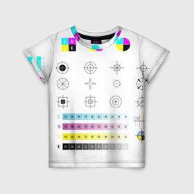 Детская футболка 3D с принтом CMYK , 100% гипоаллергенный полиэфир | прямой крой, круглый вырез горловины, длина до линии бедер, чуть спущенное плечо, ткань немного тянется | rgb | печать | подарок дизайнеру | полиграфия | помехи | принтер | тест