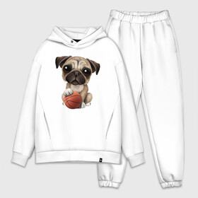 Мужской костюм хлопок OVERSIZE с принтом Мопс   Баскетбол ,  |  | basketball | dog | game | nba | pug | sport | streetball | баскетбол | баскетболист | животные | игра | игрок | мопс | мяч | нба | собака | спорт | стритбол | тренер