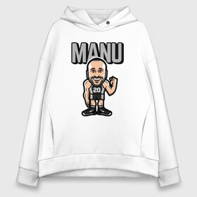 Женское худи Oversize хлопок с принтом Manu , френч-терри — 70% хлопок, 30% полиэстер. Мягкий теплый начес внутри —100% хлопок | боковые карманы, эластичные манжеты и нижняя кромка, капюшон на магнитной кнопке | basketball | game | ginobili | manu | nba | san antonio | sport | spurs | streetball | баскетбол | баскетболист | джинобили | игра | игрок | ману | мяч | нба | сан антонио | сперс | спорт | стритбол | тренер