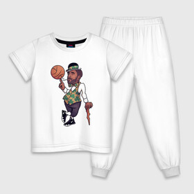 Детская пижама хлопок с принтом Ирвинг - Бостон , 100% хлопок |  брюки и футболка прямого кроя, без карманов, на брюках мягкая резинка на поясе и по низу штанин
 | Тематика изображения на принте: basketball | boston | celtics | game | nba | sport | streetball | баскетбол | баскетболист | бостон | игра | игрок | ирвинг | кайри | мяч | нба | селтикс | спорт | стритбол | тренер