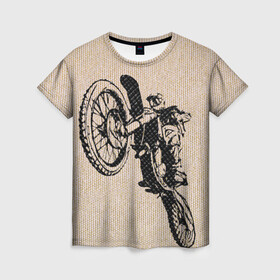Женская футболка 3D с принтом Эндуро Кросс , 100% полиэфир ( синтетическое хлопкоподобное полотно) | прямой крой, круглый вырез горловины, длина до линии бедер | байк | байкер | мото | мото кросс | мотокрос | мотоцикл | питбайк