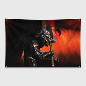 Флаг-баннер с принтом БЕРСЕРК оранжевый , 100% полиэстер | размер 67 х 109 см, плотность ткани — 95 г/м2; по краям флага есть четыре люверса для крепления | anime | berserk | аниме | берсерк | бесерк | гатс | манга | мультфильм