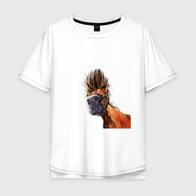 Мужская футболка хлопок Oversize с принтом Лошадь  , 100% хлопок | свободный крой, круглый ворот, “спинка” длиннее передней части | animal | animalistic | art | character | drawing | illustration | print | арт | животные | лошадь | принт