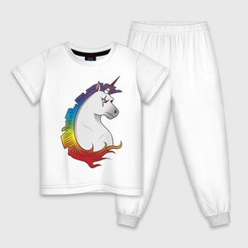 Детская пижама хлопок с принтом  Единорог , 100% хлопок |  брюки и футболка прямого кроя, без карманов, на брюках мягкая резинка на поясе и по низу штанин
 | angry unicorn | harsh unicorn | rainbow unicorn | unicorn | единорог | злой единорог | радужный единорог | суровый единорог