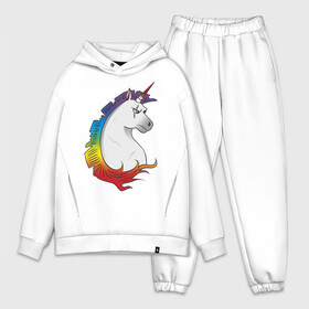 Мужской костюм хлопок OVERSIZE с принтом Единорог ,  |  | angry unicorn | harsh unicorn | rainbow unicorn | unicorn | единорог | злой единорог | радужный единорог | суровый единорог