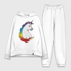 Женский костюм хлопок Oversize с принтом Единорог ,  |  | angry unicorn | harsh unicorn | rainbow unicorn | unicorn | единорог | злой единорог | радужный единорог | суровый единорог