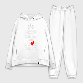 Женский костюм хлопок Oversize с принтом Будь спок и люби Алексея ,  |  | hearts | keep calm and | love | будь спок и люби алексея | любите | любовь | сердца | сохраняйте | спокойствие