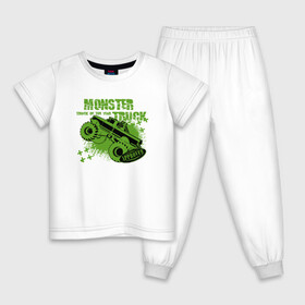 Детская пижама хлопок с принтом Monster Truck , 100% хлопок |  брюки и футболка прямого кроя, без карманов, на брюках мягкая резинка на поясе и по низу штанин
 | monster | truck | авто | автомобиль | иллюстрация