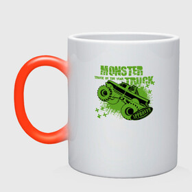 Кружка хамелеон с принтом Monster Truck , керамика | меняет цвет при нагревании, емкость 330 мл | monster | truck | авто | автомобиль | иллюстрация