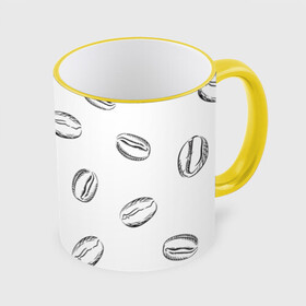 Кружка с принтом Кофейные зёрна , керамика | ёмкость 330 мл | Тематика изображения на принте: coffe | арт | зёрна | иллюстрация | кофе
