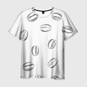 Мужская футболка 3D с принтом Кофейные зёрна , 100% полиэфир | прямой крой, круглый вырез горловины, длина до линии бедер | Тематика изображения на принте: coffe | арт | зёрна | иллюстрация | кофе
