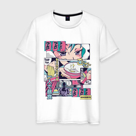 Мужская футболка хлопок с принтом Vaporwave Anime Ramen Shop , 100% хлопок | прямой крой, круглый вырез горловины, длина до линии бедер, слегка спущенное плечо. | anime fan | art | japan | japanese | manga character | tokyo | анимация | анимешник | арт | кафе | комикс | комиксы | магазин | манга | отрисовка | паровая волна | пародия | персонаж аниме | прикол | рамен