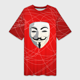 Платье-футболка 3D с принтом Маска Гая Фокса ,  |  | anonimus | аноним | анонимус | гай | защита | маска | фокс