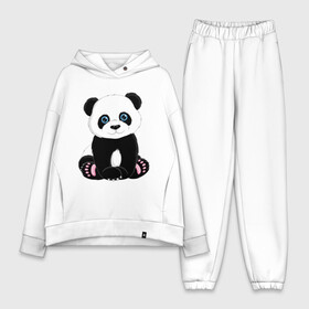 Женский костюм хлопок Oversize с принтом Милая панда ,  |  | маленькая панда | медвежонок | панда | черно белый медведь