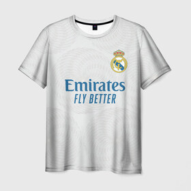 Мужская футболка 3D с принтом Бензема Реал Мадрид 2021/2022 , 100% полиэфир | прямой крой, круглый вырез горловины, длина до линии бедер | Тематика изображения на принте: 2021 | 2022 | benzema | karim | madrid | real | бензема | испания | карим бензема | мадрид | новая | реал | реал мадрид | форма | футбол