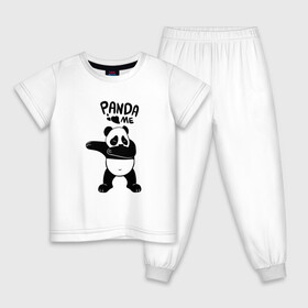 Детская пижама хлопок с принтом Панда даббинг , 100% хлопок |  брюки и футболка прямого кроя, без карманов, на брюках мягкая резинка на поясе и по низу штанин
 | Тематика изображения на принте: dabbing | panda | даб | даббинг | дэб | животное | медведи | медведь | панда | панды