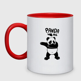 Кружка двухцветная с принтом Панда даббинг , керамика | объем — 330 мл, диаметр — 80 мм. Цветная ручка и кайма сверху, в некоторых цветах — вся внутренняя часть | Тематика изображения на принте: dabbing | panda | даб | даббинг | дэб | животное | медведи | медведь | панда | панды