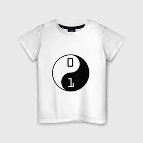 Детская футболка хлопок с принтом Инь-Ян Кодинг , 100% хлопок | круглый вырез горловины, полуприлегающий силуэт, длина до линии бедер | admin | it | инь ян | ит | код | кодинг | программист | сисадмин