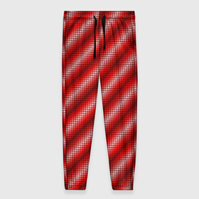 Женские брюки 3D с принтом Текстура в стиле пиксель-арт , полиэстер 100% | прямой крой, два кармана без застежек по бокам, с мягкой трикотажной резинкой на поясе и по низу штанин. В поясе для дополнительного комфорта — широкие завязки | abstract pattern | geometric ornament | mosaic | pixel art | red color | texture | абстрактный узор | геометрический орнамент | красный цвет | мозаика | пиксель арт | текстура