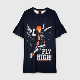 Детское платье 3D с принтом fly high! Шоё Хината Haikyuu!! , 100% полиэстер | прямой силуэт, чуть расширенный к низу. Круглая горловина, на рукавах — воланы | 10 номер | anime | haikyu | haikyuu | hinata shoyo | karasuno | manga | аниме | волейбол | волейбольный клуб | иероглифы | карасуно | лети высоко | лого | манга | надпись | прыжок | старшая школа | хаику | хаикую