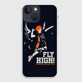 Чехол для iPhone 13 mini с принтом fly high Шоё Хината Haikyuu ,  |  | Тематика изображения на принте: 10 номер | anime | haikyu | haikyuu | hinata shoyo | karasuno | manga | аниме | волейбол | волейбольный клуб | иероглифы | карасуно | лети высоко | лого | манга | надпись | прыжок | старшая школа | хаику | хаикую