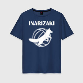 Женская футболка хлопок Oversize с принтом Старшая Инаризаки | Haikyuu!! , 100% хлопок | свободный крой, круглый ворот, спущенный рукав, длина до линии бедер
 | anime | haikyu | haikyuu | inarizaki high | manga | аниме | белый | волейбол | волейбольный клуб | инари | лисы | лого | логотип | манга | омоиде нанка иран | старшая инаризаки | старшая школа | хаику | хаикую