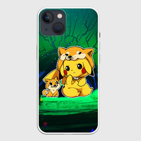Чехол для iPhone 13 с принтом Пикачу и корги ,  |  | anime | picachu | pikachu | аниме | милый | пика | пикачу | покебол | покемон