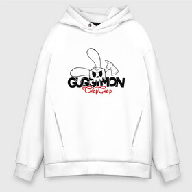 Мужское худи Oversize хлопок с принтом Guggimon Rabbit , френч-терри — 70% хлопок, 30% полиэстер. Мягкий теплый начес внутри —100% хлопок | боковые карманы, эластичные манжеты и нижняя кромка, капюшон на магнитной кнопке | guggimon | superplastic | иллюстрация | кролик | логотип