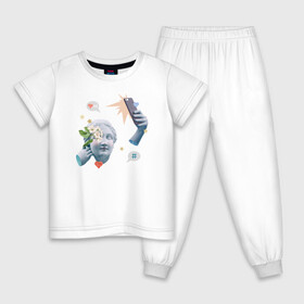 Детская пижама хлопок с принтом Селфи Венеры , 100% хлопок |  брюки и футболка прямого кроя, без карманов, на брюках мягкая резинка на поясе и по низу штанин
 | renaissance | богиня | венера | искусство | микеланджело | ренессанс | селфи | телефон