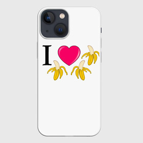 Чехол для iPhone 13 mini с принтом I LOVE BANANAS ,  |  | бананы | иностранные | любовь | надписи | приколы | слова | юмор
