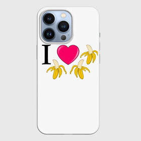 Чехол для iPhone 13 Pro с принтом I LOVE BANANAS ,  |  | бананы | иностранные | любовь | надписи | приколы | слова | юмор