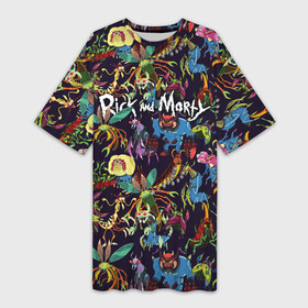 Платье-футболка 3D с принтом Monsters Rick and Morty Logo ,  |  | cn_2953927_019175 | morty | rick | rick and morty | rick and morty 5 season | shtatrm | морти | приключения рика и морти | рик | рик и морти | рик и морти 5 сезон