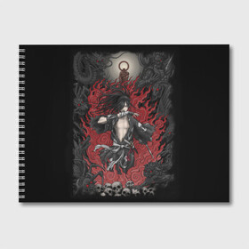 Альбом для рисования с принтом ХЯККИМАРУ В ОГНЕ ДОРОРО , 100% бумага
 | матовая бумага, плотность 200 мг. | demon | dororo | hyakkimaru | аниме | дайго | дороро | ронин | хяккимару