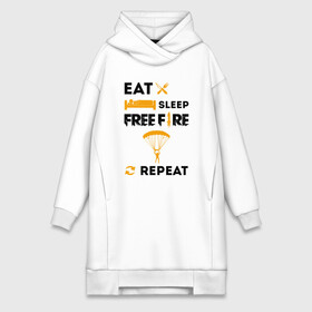 Платье-худи хлопок с принтом EAT SLEEP REPEA | FREEFIRE (Z) ,  |  | 111dots studio | battlegrounds | free fire | freefire | game | garena | garena free fire | гарена | игра | игры | киберспорт | королевская битва | мобильная игра | онлайн игра | пабг | фри фаер | фрифаер | экшн