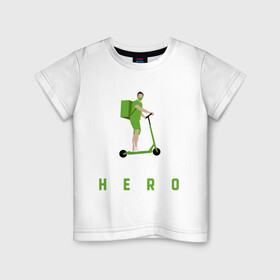 Детская футболка хлопок с принтом ГЕРОЙ , 100% хлопок | круглый вырез горловины, полуприлегающий силуэт, длина до линии бедер | covid | hero | superhero | yaay | доставка | индийский | ковид | корона | курьер | новый герой | россия 2022