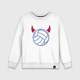 Детский свитшот хлопок с принтом Volleyball Devil , 100% хлопок | круглый вырез горловины, эластичные манжеты, пояс и воротник | ball | beach | game | sport | volley | volleyball | волейбол | волейболист | волейболистка | гол | игра | игрок | мяч | площадка | пляж | пляжный | победа | сетка | спорт | тренер | чемпион